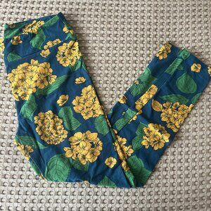 Blue, Yellow, Green Flowered Lularoe Leggings, Size TC
